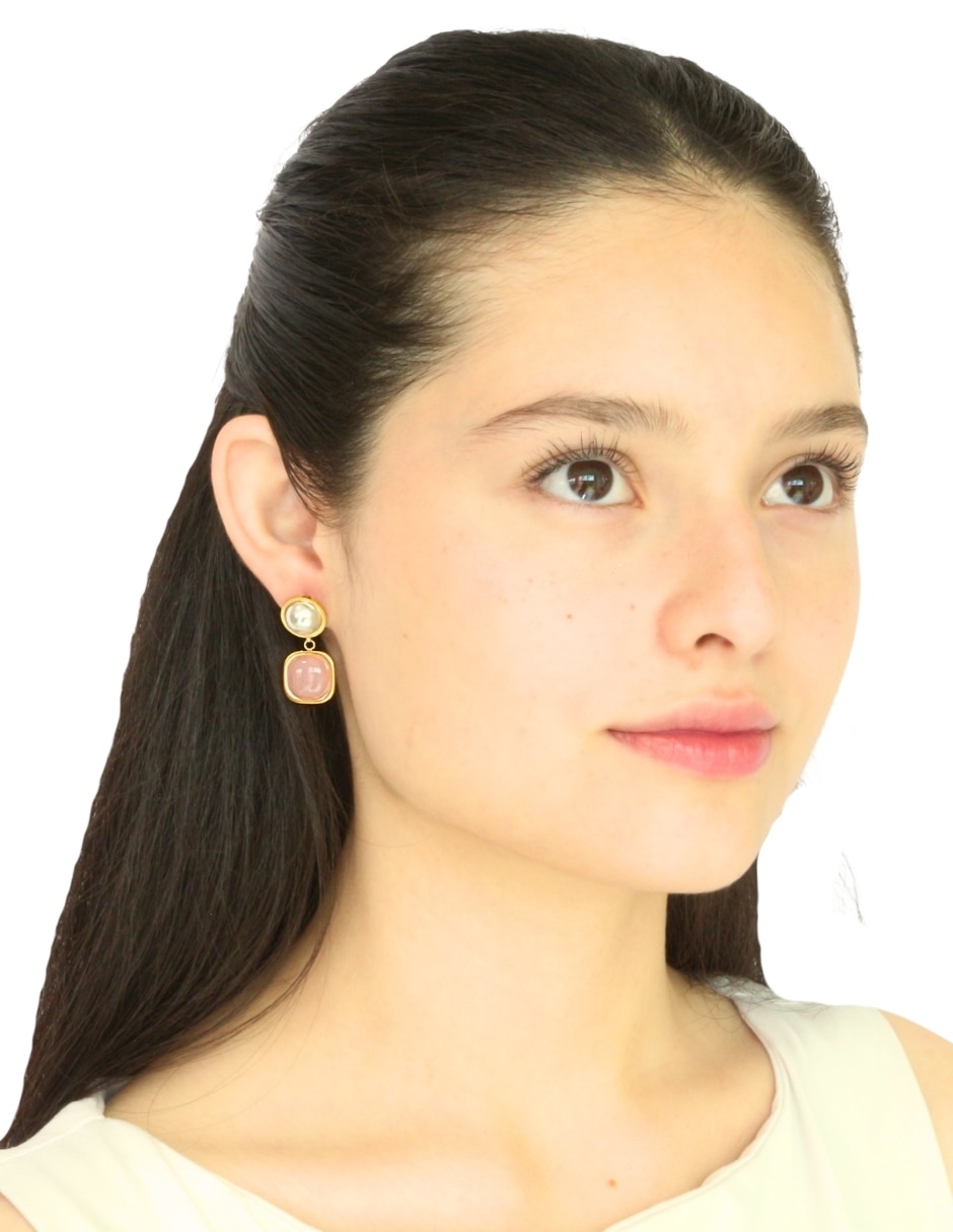 Aretes largos Cuadrado con acabado brillante 4