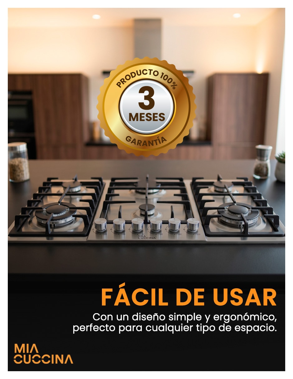 Parrilla a gas LP empotrable Mia Cuccina