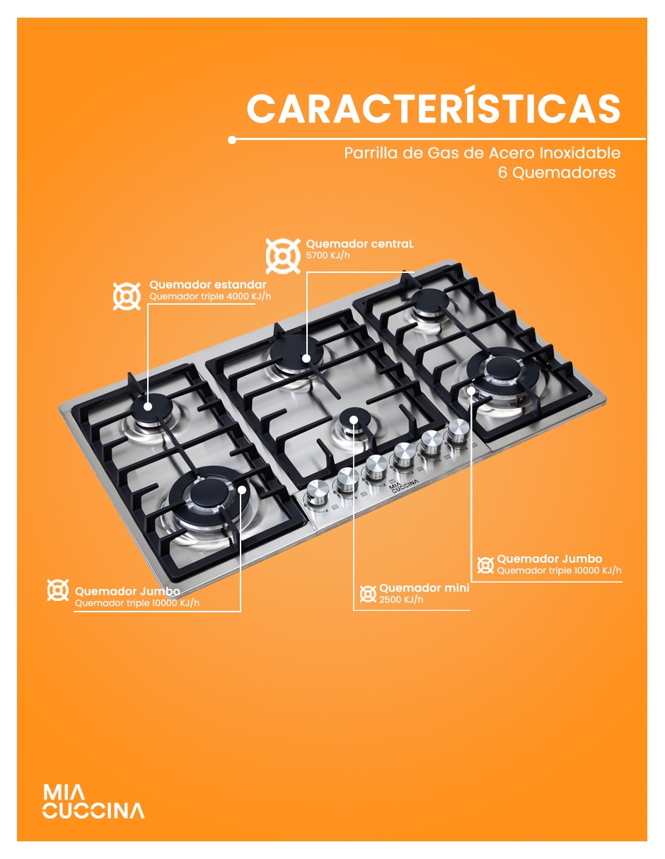 Parrilla a gas LP empotrable Parrilla a gas LP empotrable