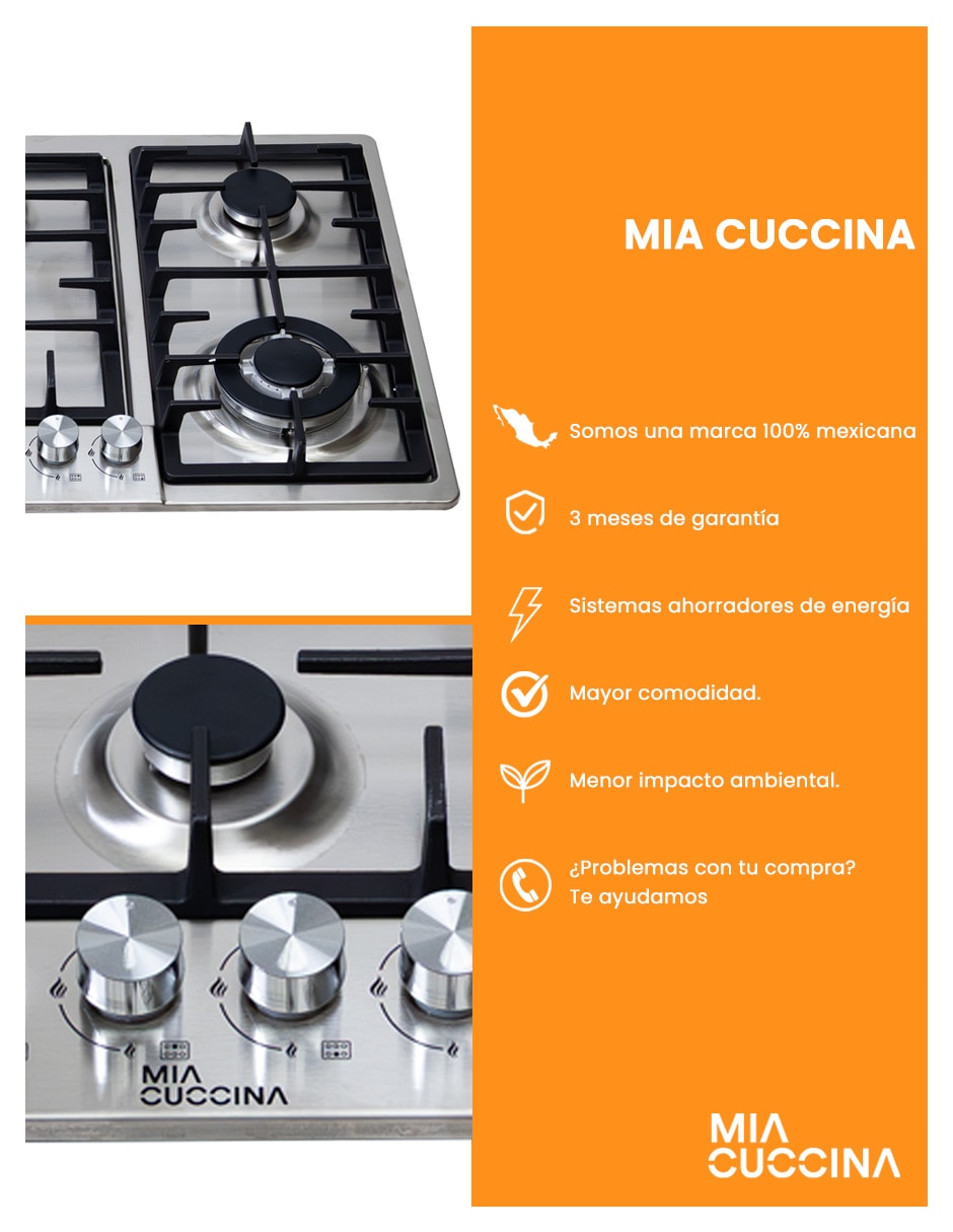 Parrilla a gas LP empotrable Mia Cuccina