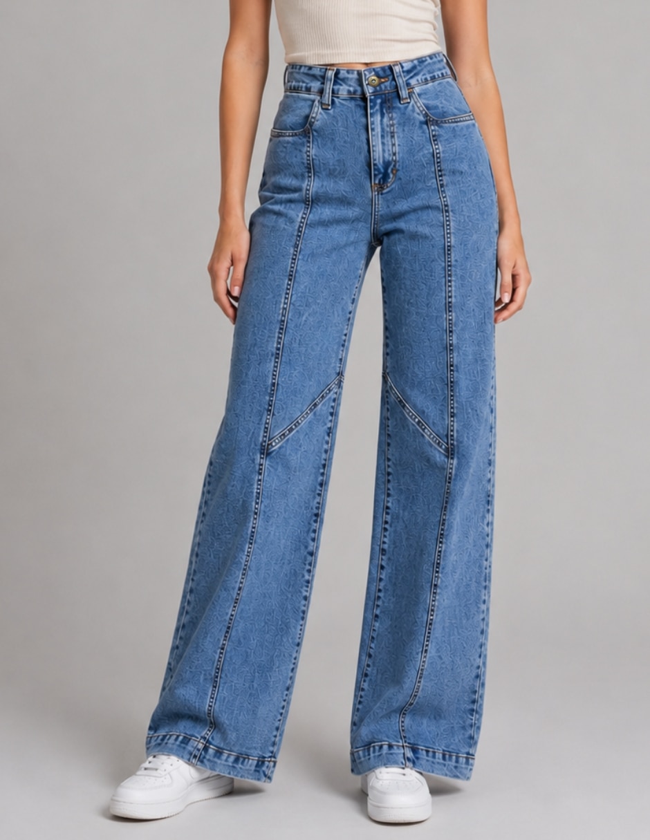Jeans regular wide leg cintura alta para mujer Jeans regular wide leg cintura alta para mujer