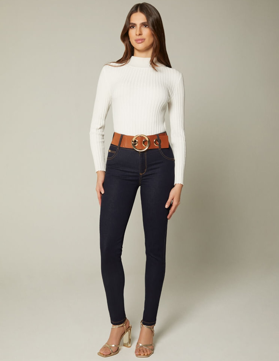 Jeans regular ultra slim cintura alta para mujer 5