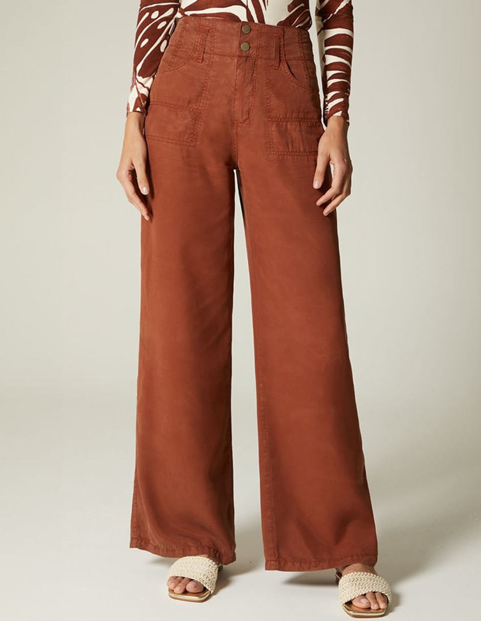 Jeans relaxed palazzo cintura alta para mujer