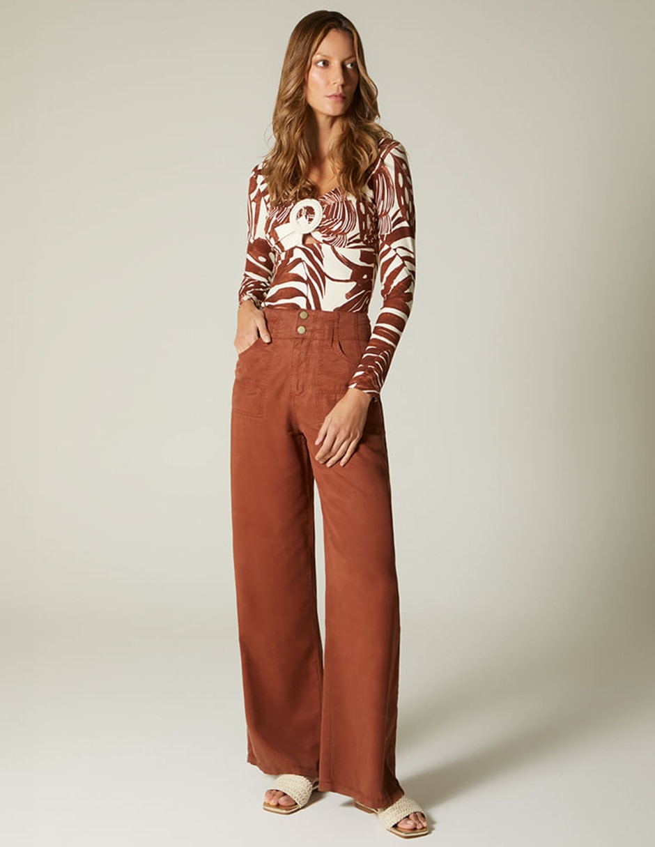 Jeans relaxed palazzo cintura alta Studio F para mujer
