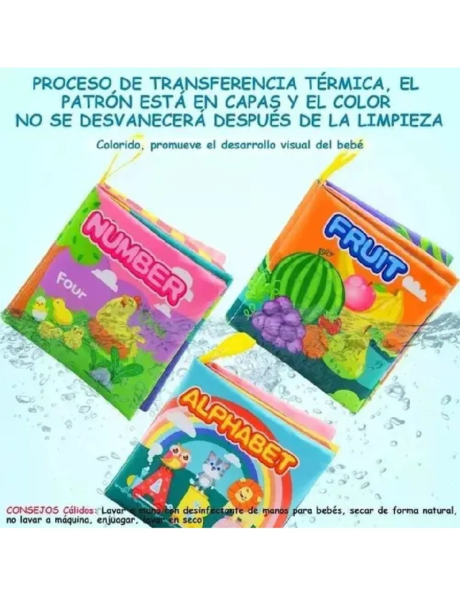 Juguete educativo motriz set de 12 libros sensoriales de tela impermeables 2