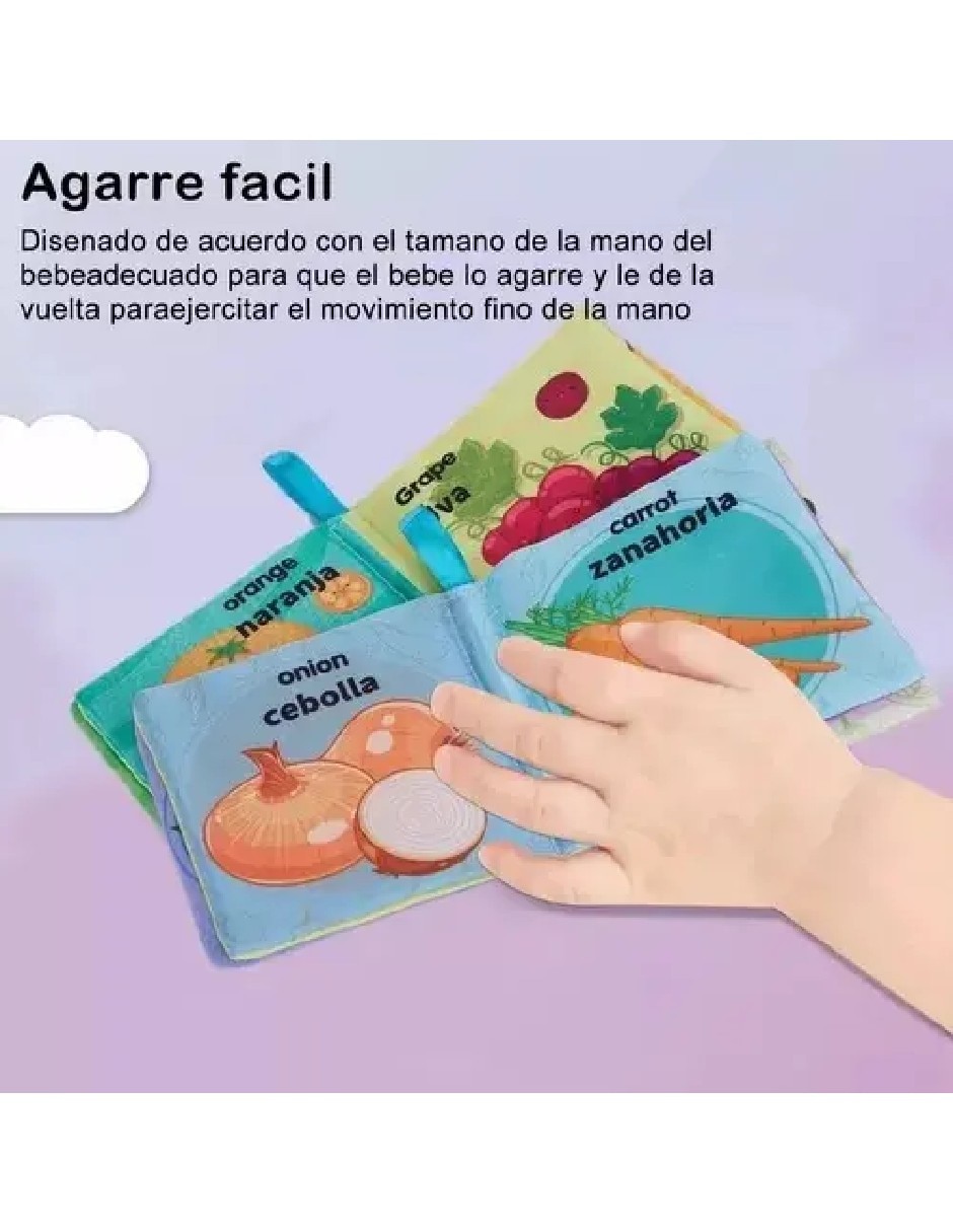 Juguete educativo motriz set de 12 libros sensoriales de tela impermeables 4