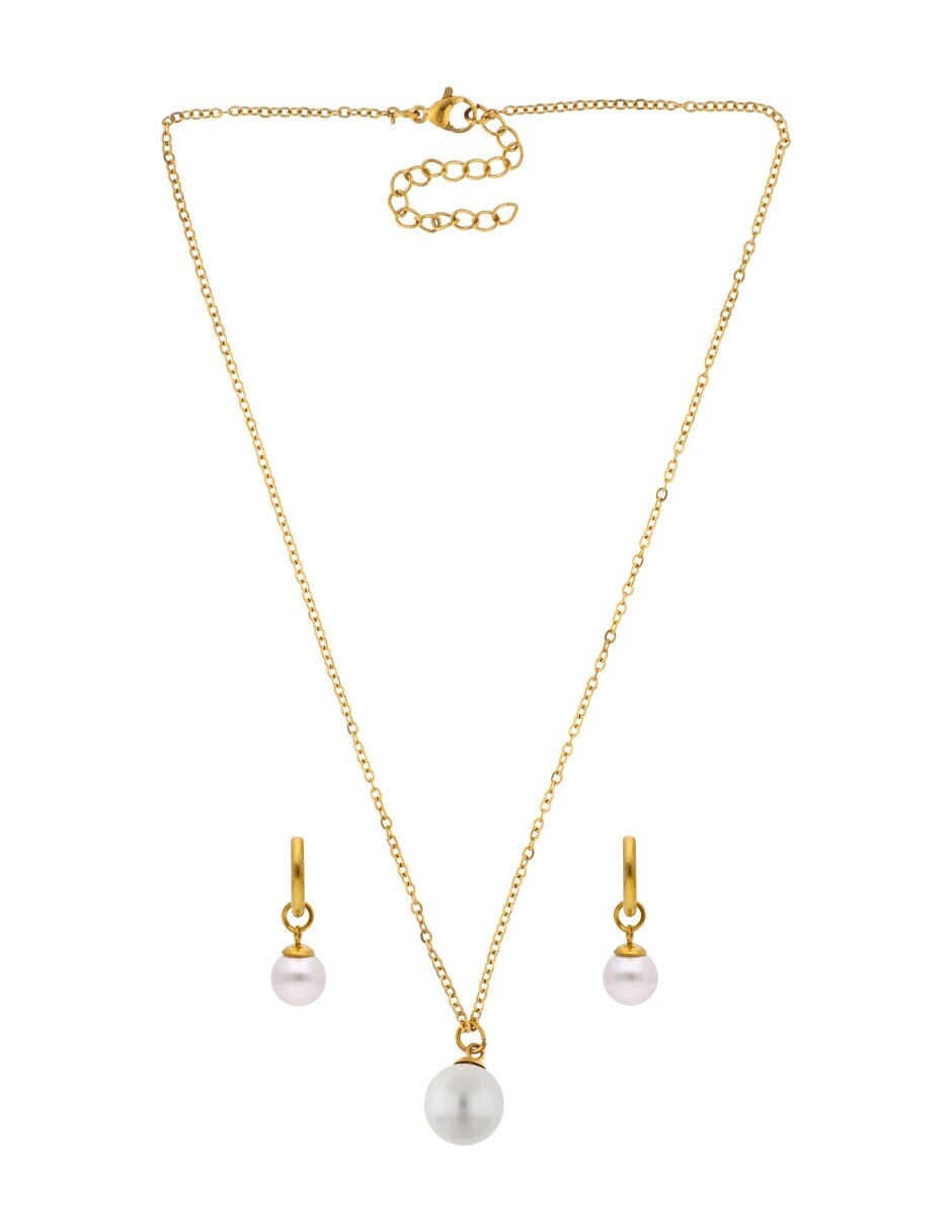 Set de collar y aretes Nuvi de acero inoxidable fantasía