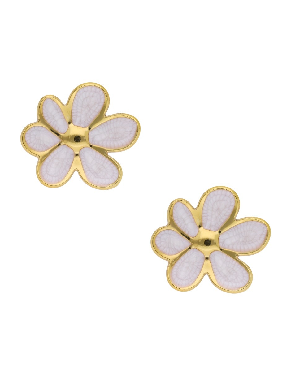 Arete de Flor Nuvi con acabado brillante