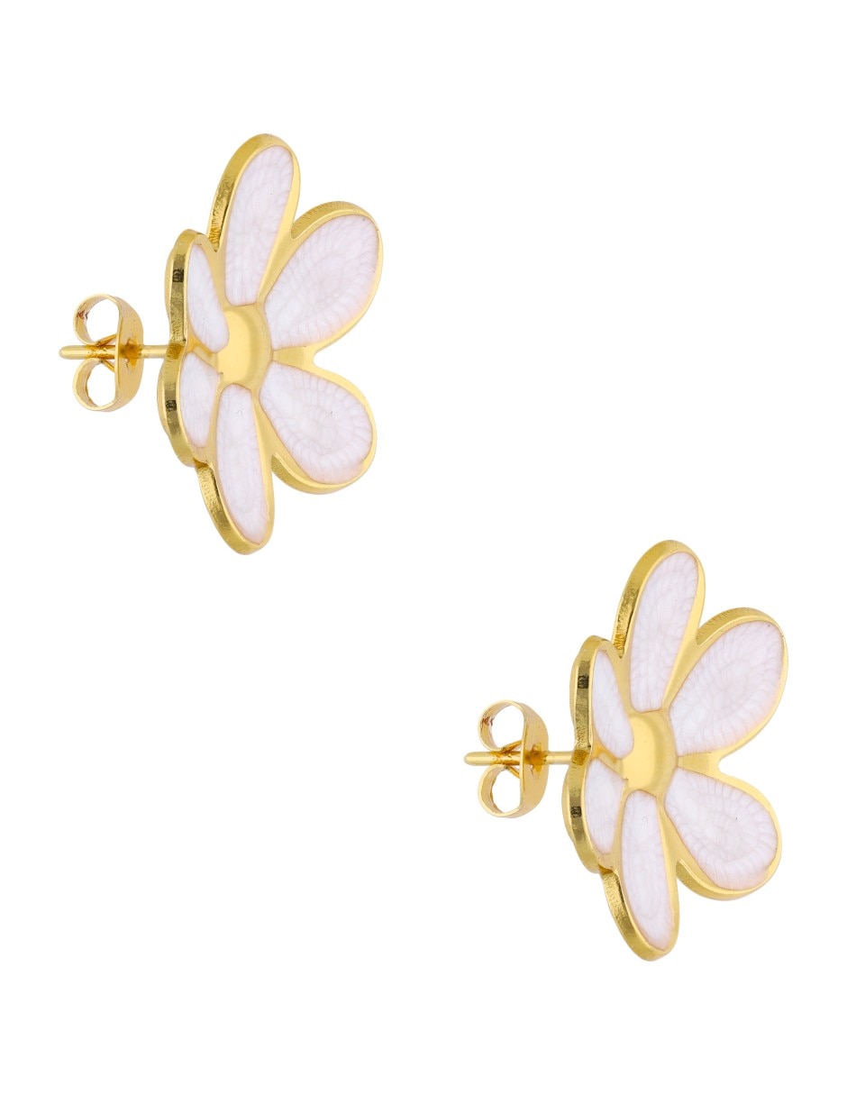 Arete de Flor Nuvi con acabado brillante
