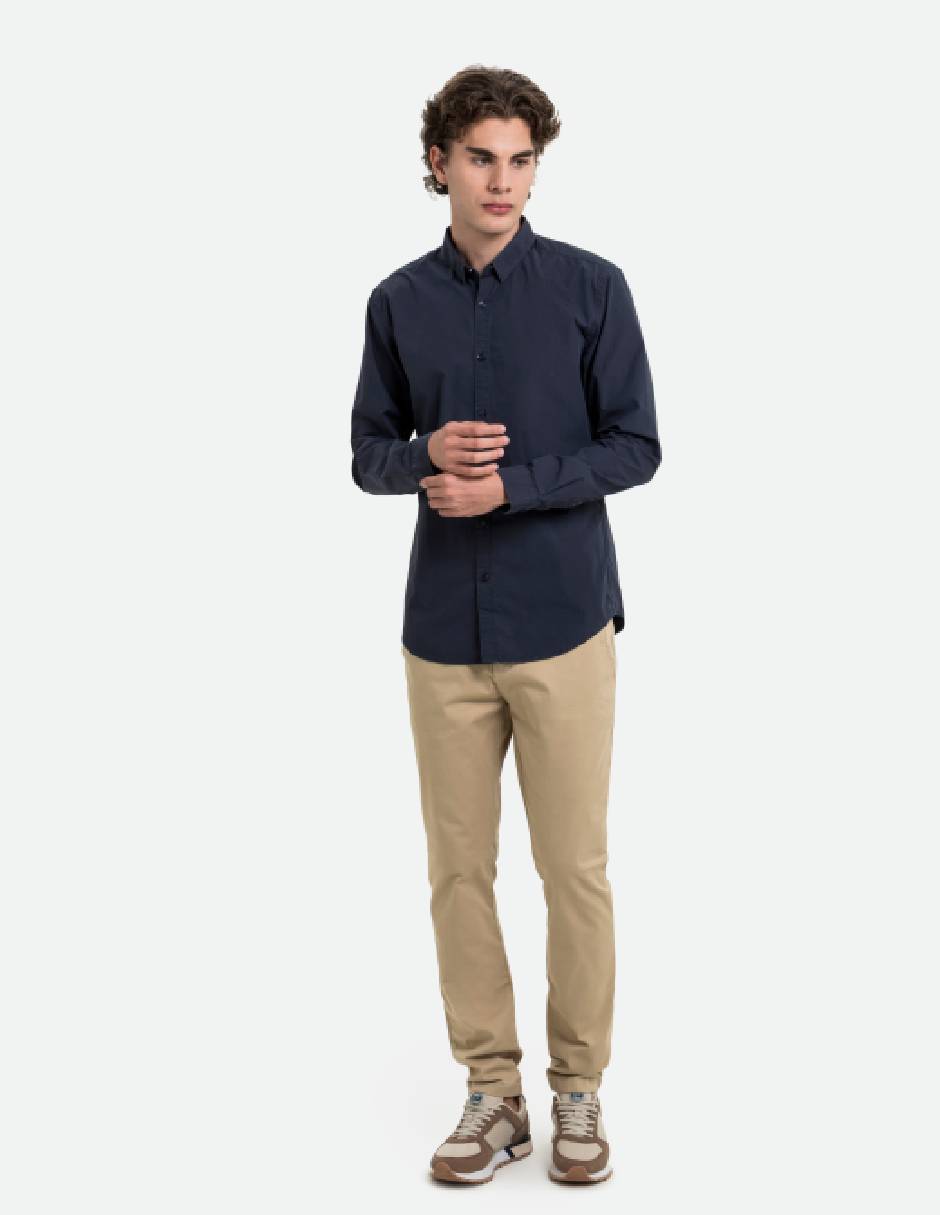 Camisa casual de algodón manga larga para hombre 4