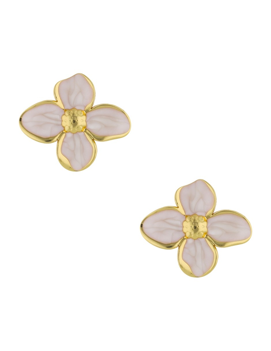 Arete de Flor Nuvi con acabado brillante