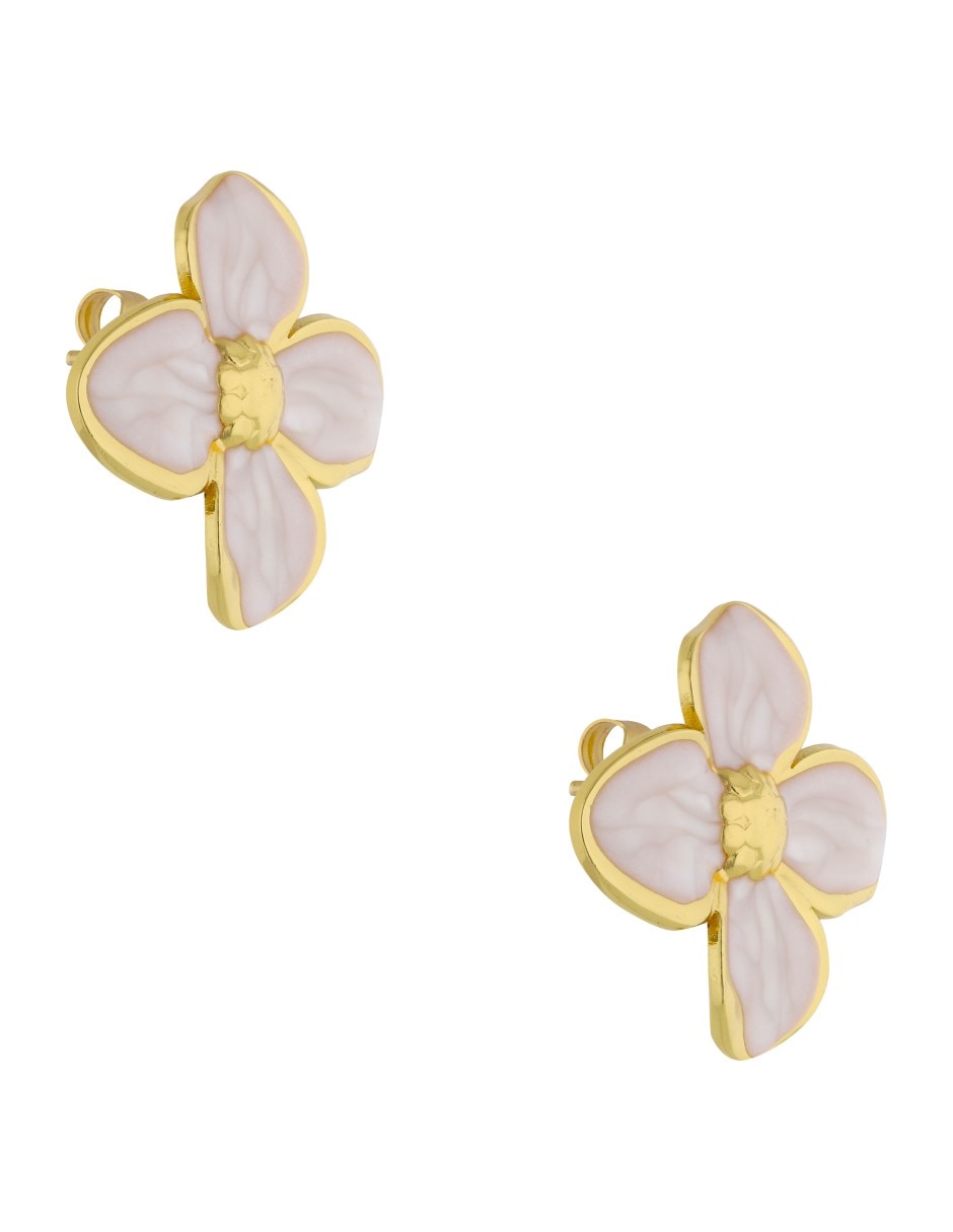 Arete de Flor Nuvi con acabado brillante