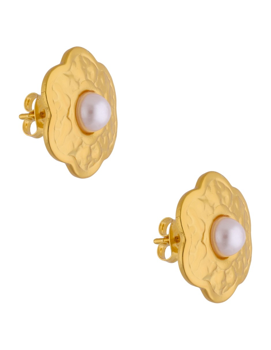 Arete de Flor Nuvi con acabado brillante