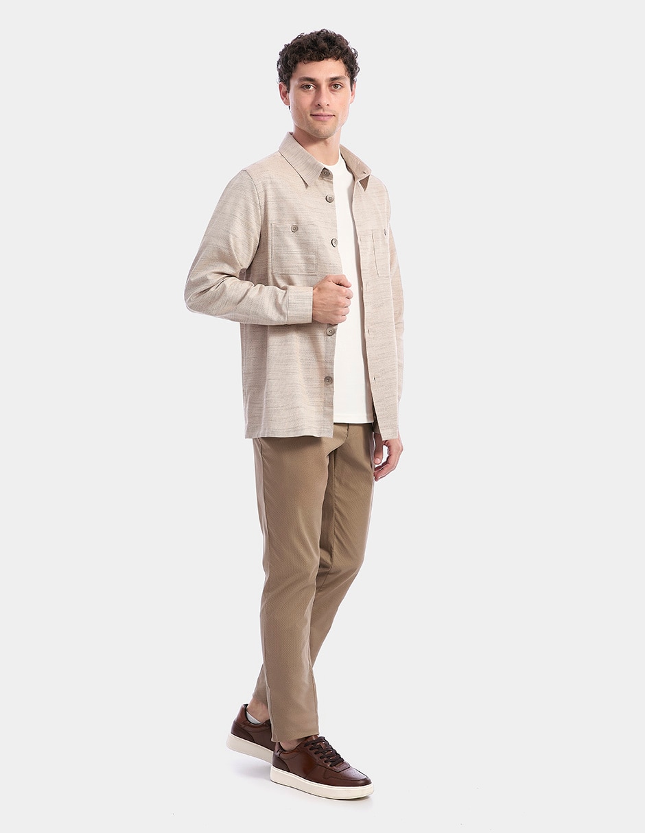 Sobrecamisa casual de algodón manga larga para hombre 2