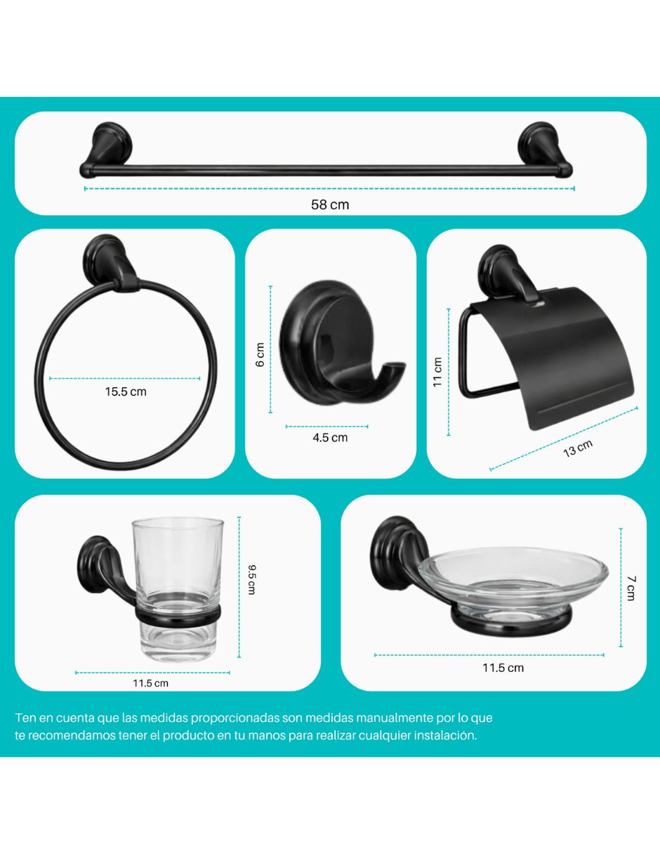 Juego de accesorios para baño de acero inoxidable 6 piezas 7