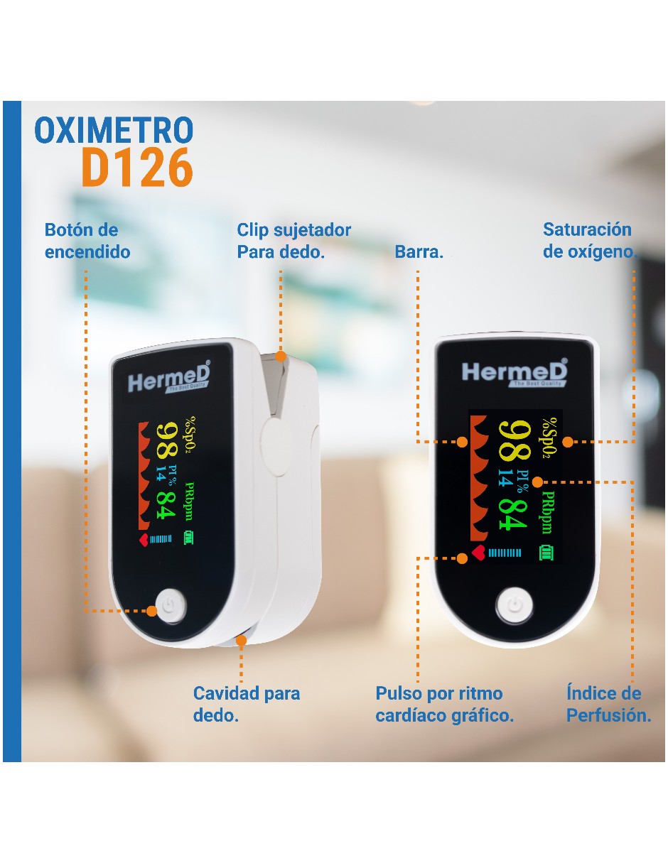 Oxímetro de dedo HD126 Hermed