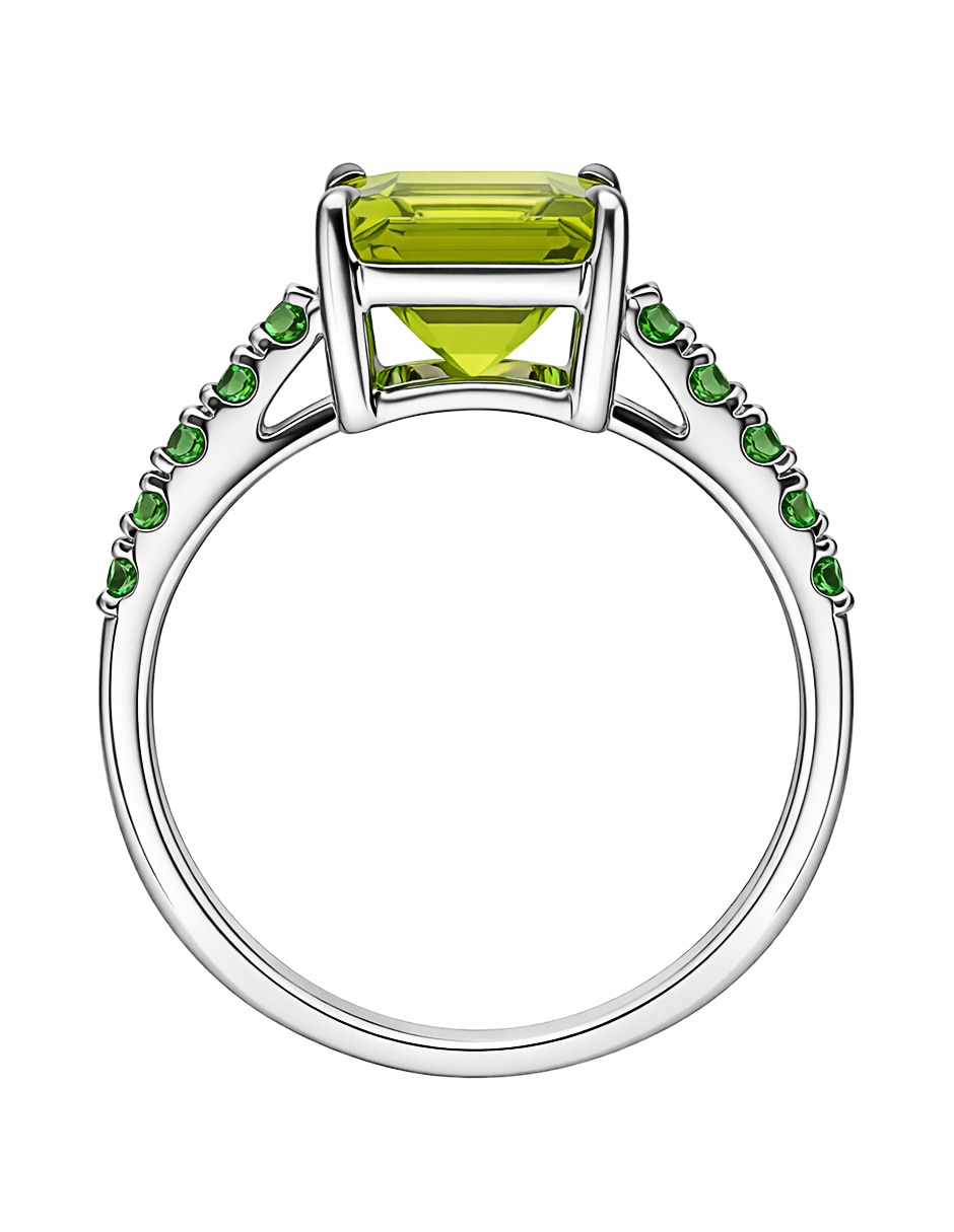 Anillo 14 k de oro blanco peridoto brillante 3