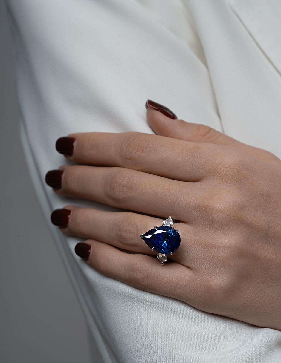 Anillo de gota Gladkova Joyería P 925 de plata zafiro brillante