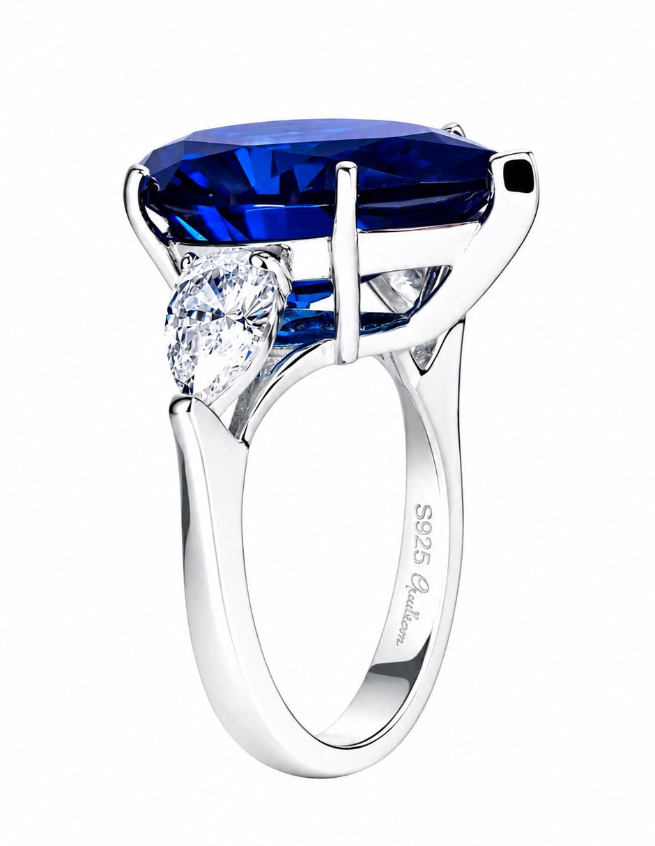 Anillo de gota Gladkova Joyería P 925 de plata zafiro brillante