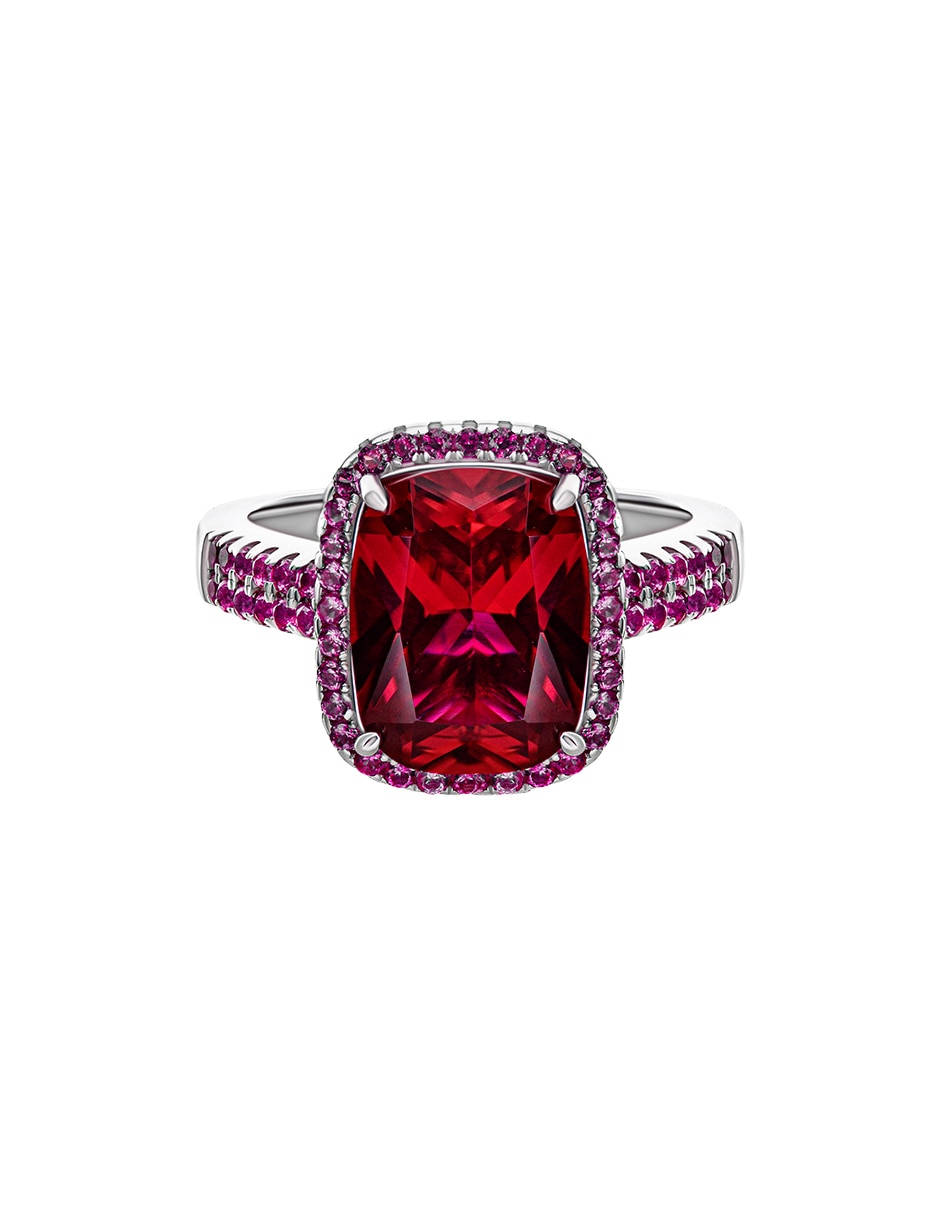 Anillo P 925 de plata rubí pavé Anillo P 925 de plata rubí pavé