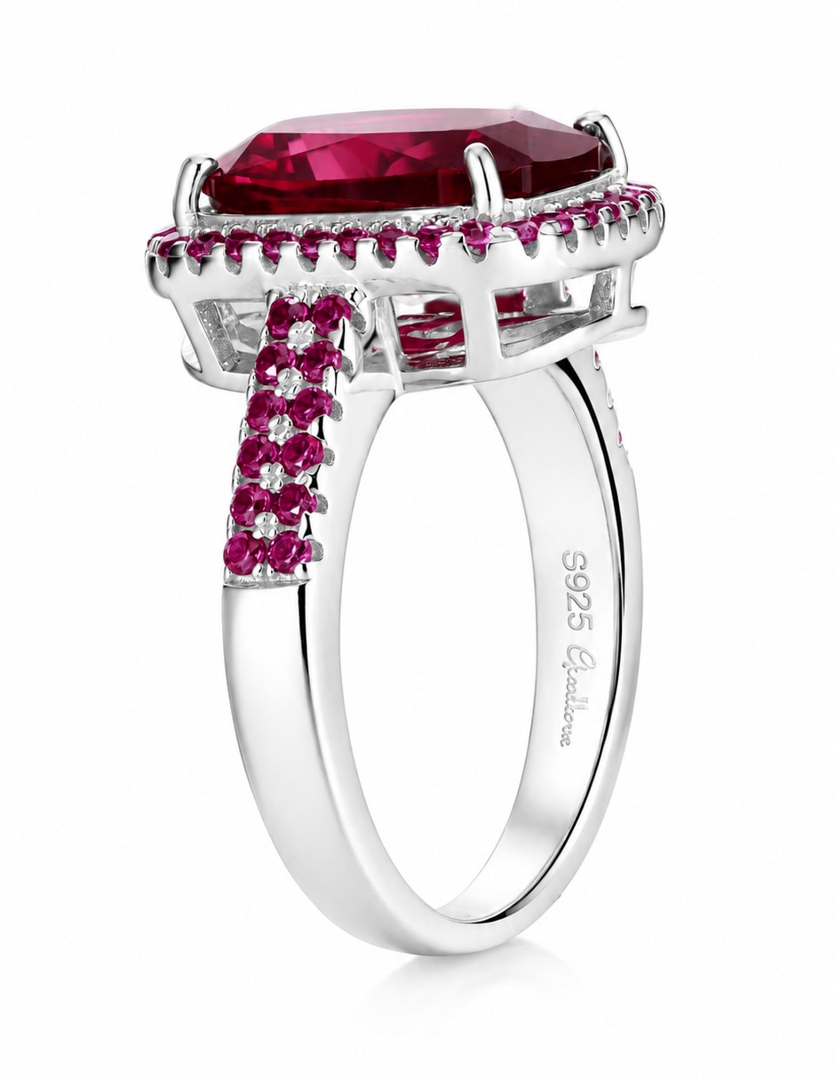 Anillo P 925 de plata rubí pavé 2