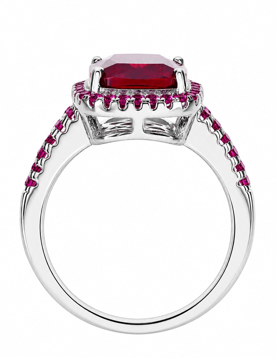 Anillo P 925 de plata rubí pavé 4