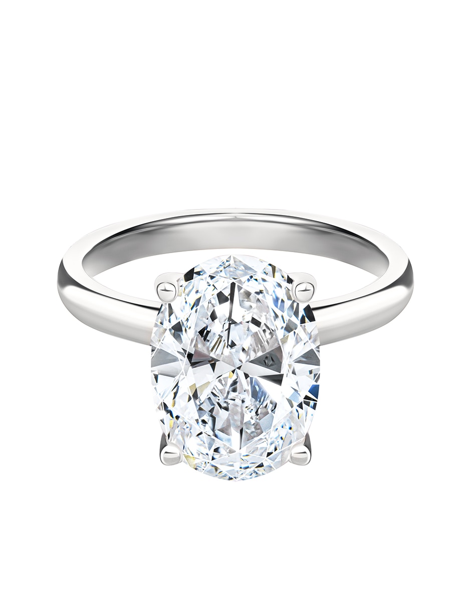 Anillo ovalado 14 k de oro blanco moissanita acabado brillante Anillo ovalado 14 k de oro blanco moissanita acabado brillante
