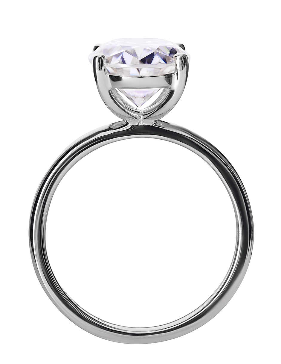 Anillo ovalado 14 k de oro blanco moissanita acabado brillante 2