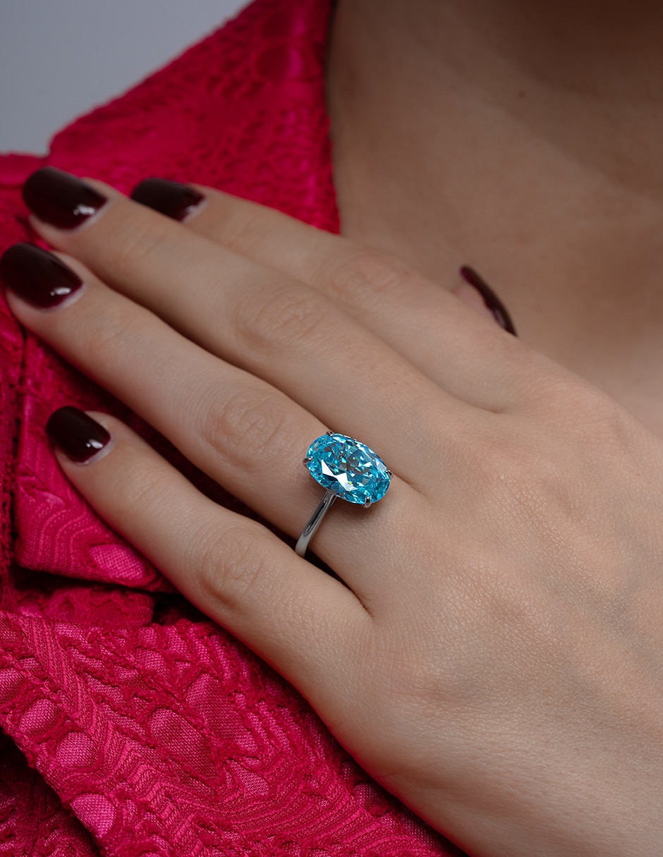 Anillo ovalado P 925 de plata aguamarina 3