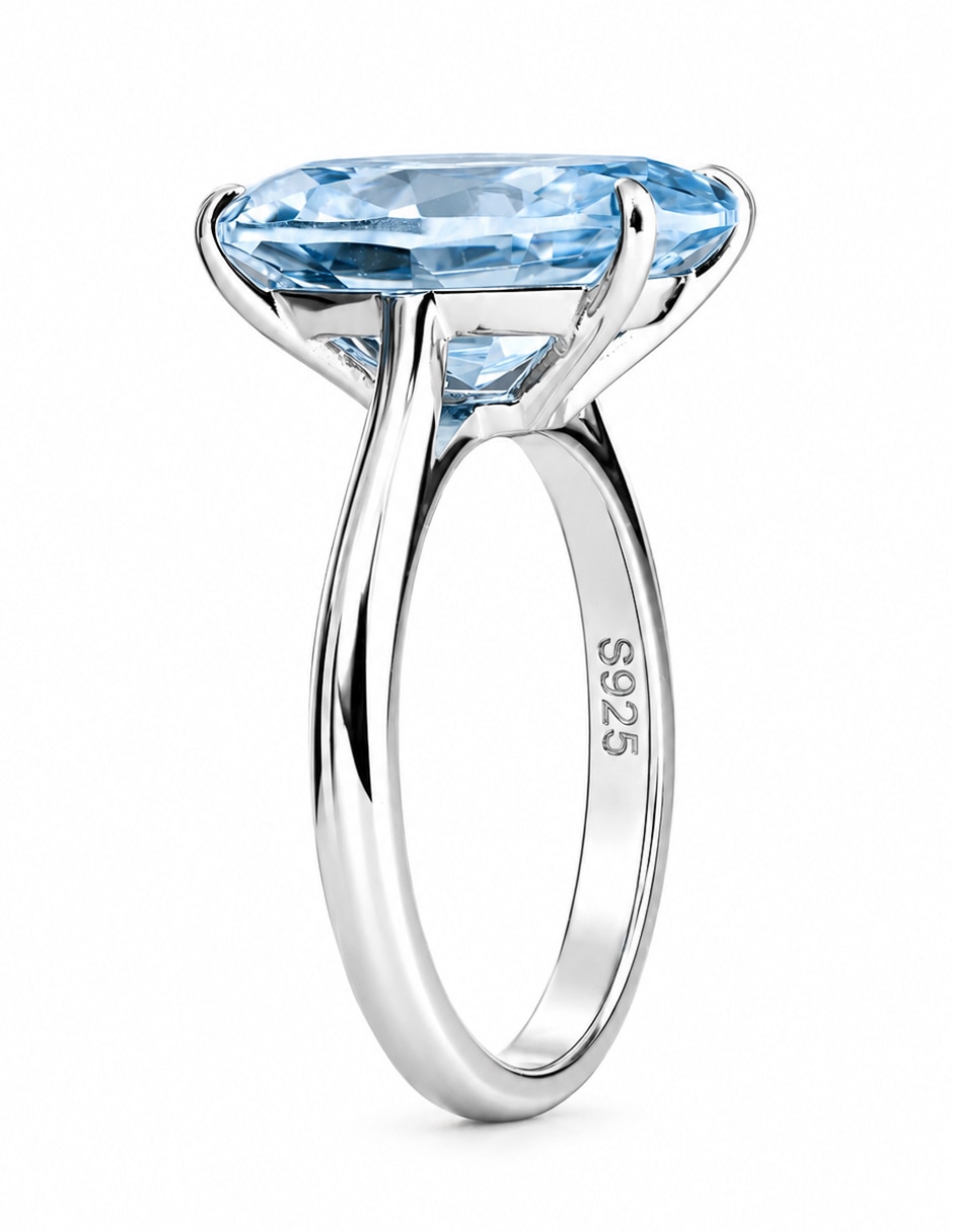 Anillo ovalado P 925 de plata aguamarina 4