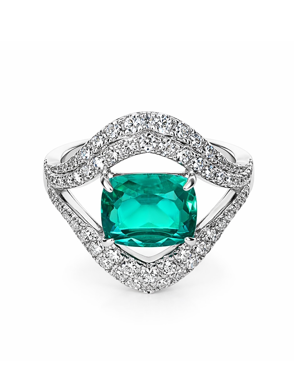 Anillo P 925 de plata turmalina pavé