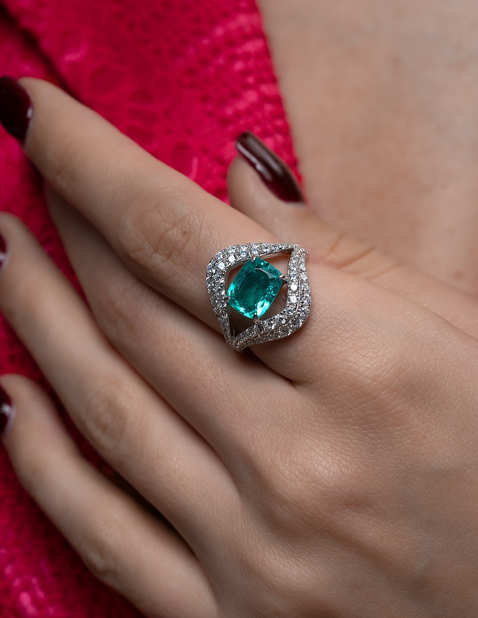 Anillo P 925 de plata turmalina pavé 3