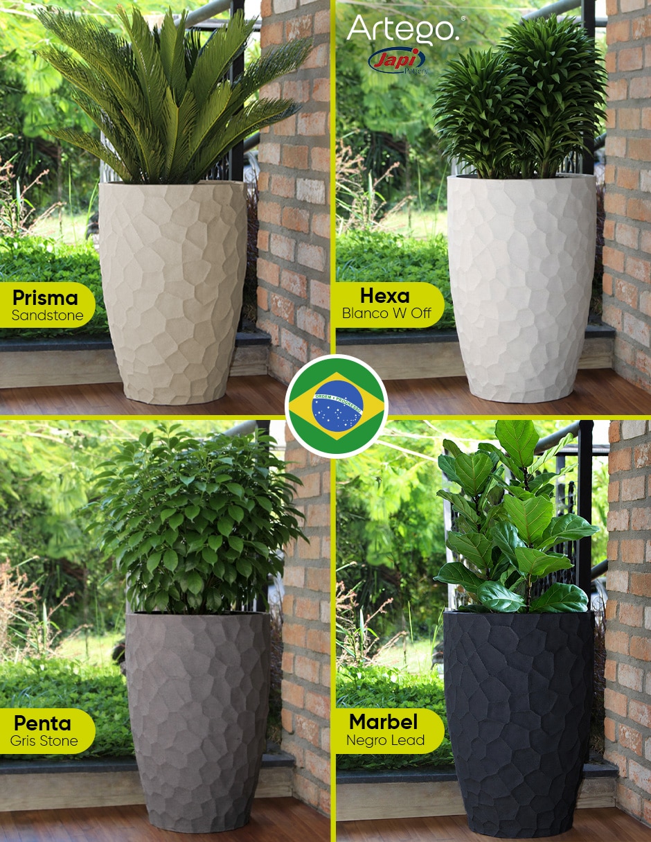 Maceta negro lead Marbel ultra ligera de Polietileno 6
