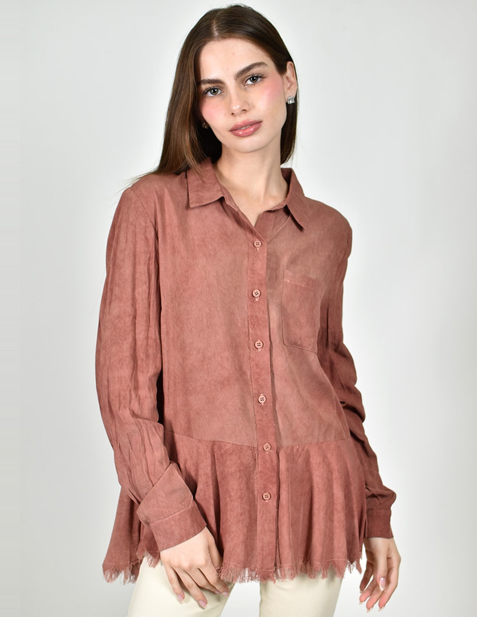 Camisa Roman Fashion manga larga para mujer