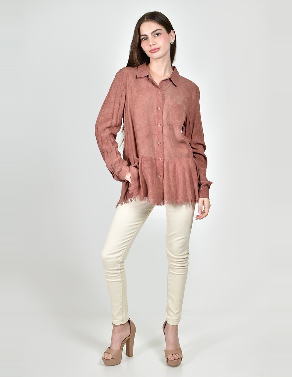 Camisa Roman Fashion manga larga para mujer