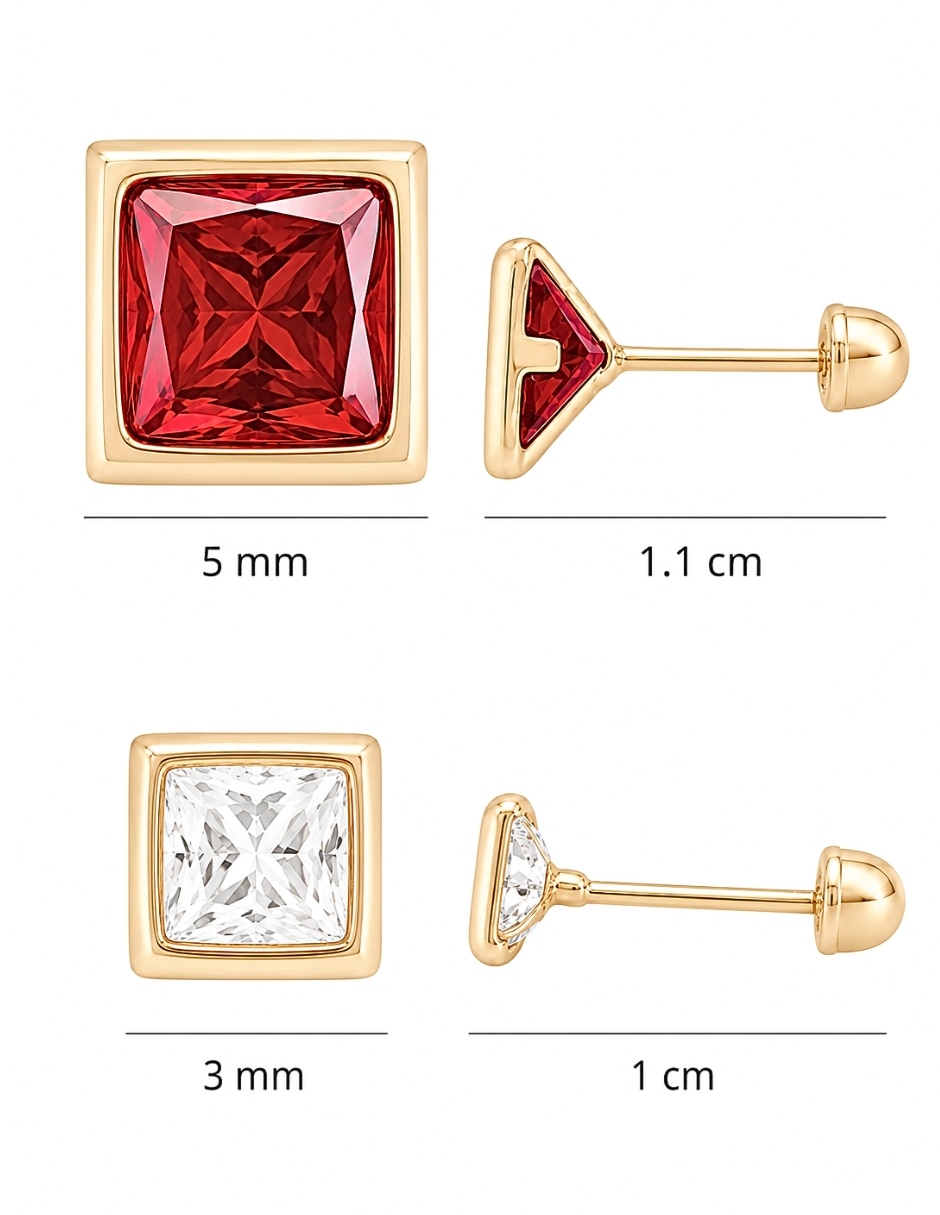 Piercing cuadrado Mancini de oro 10 k con acabado brillante zirconia cúbica