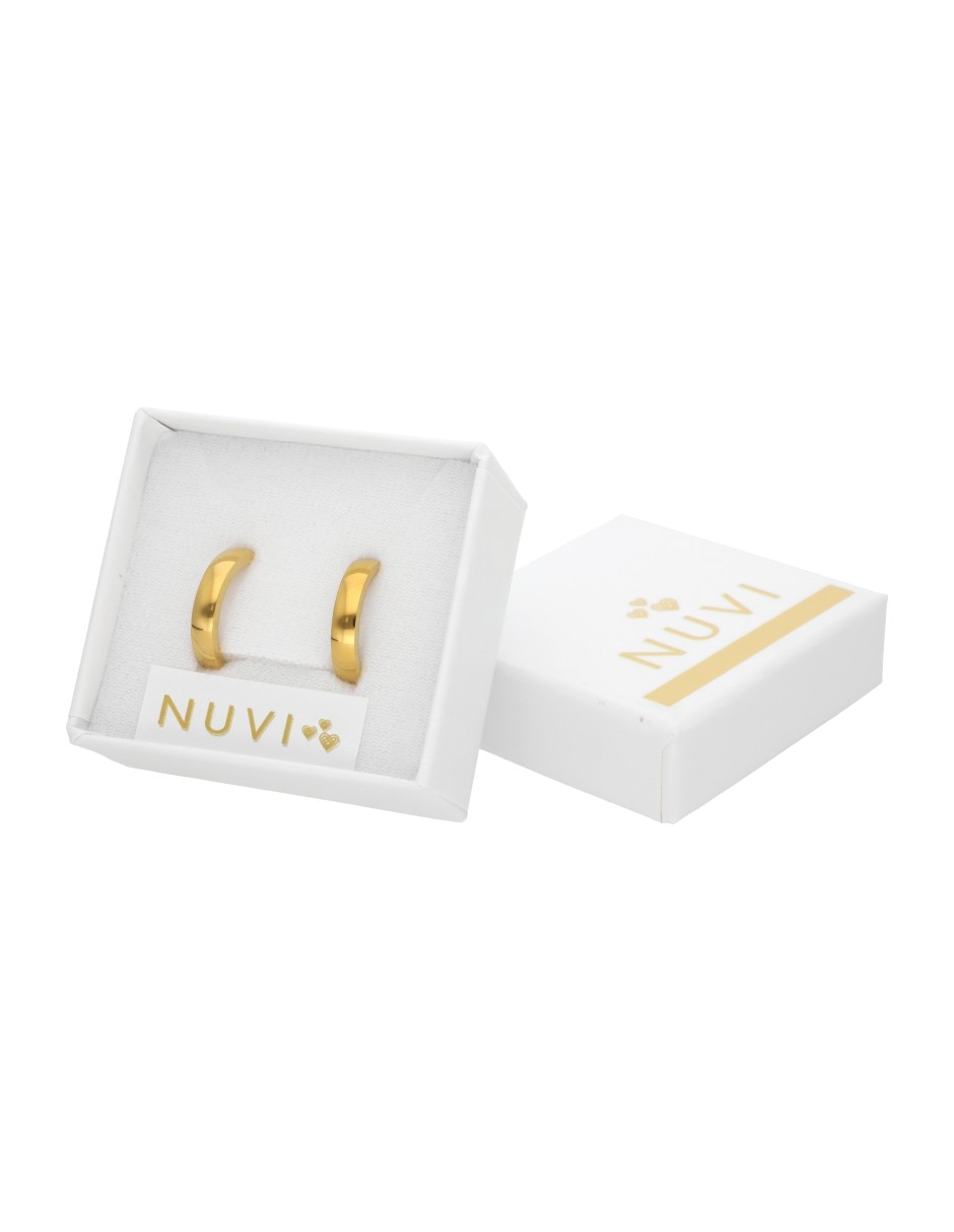 Aretes huggies Nuvi con acabado brillante