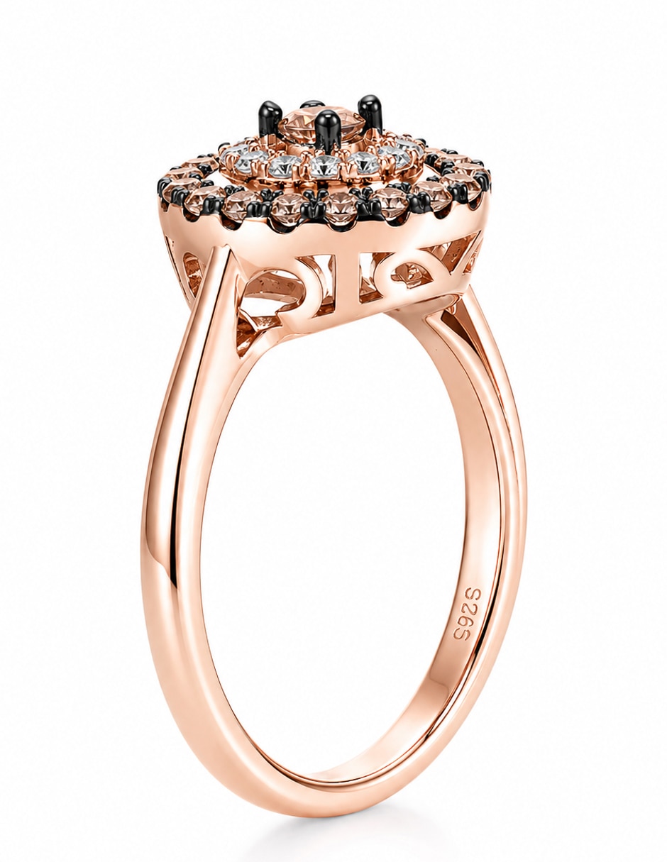 Anillo P 925 de plata zirconia chapa de oro 2