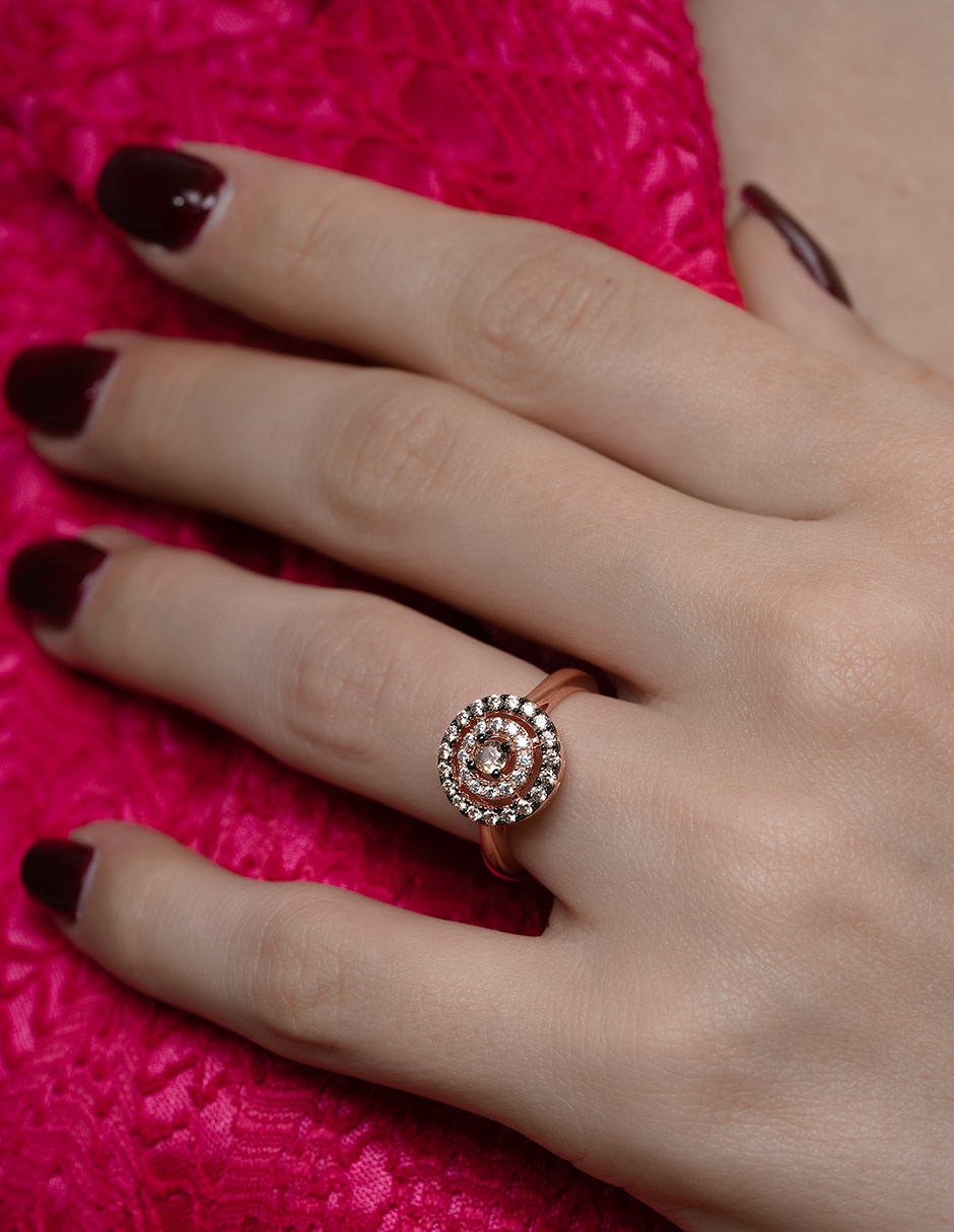 Anillo P 925 de plata zirconia chapa de oro 3
