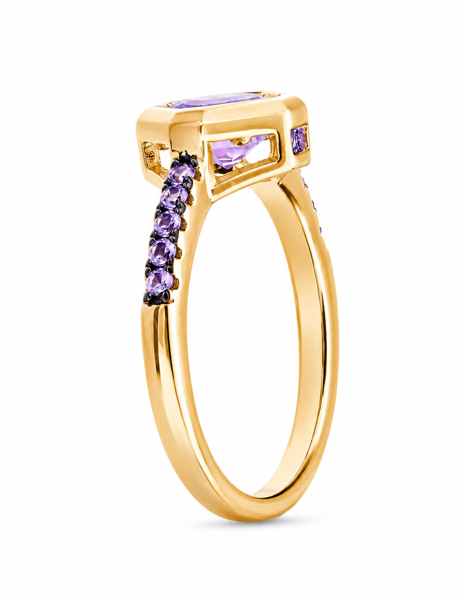 Anillo P 925 de plata amatista chapa de oro 2
