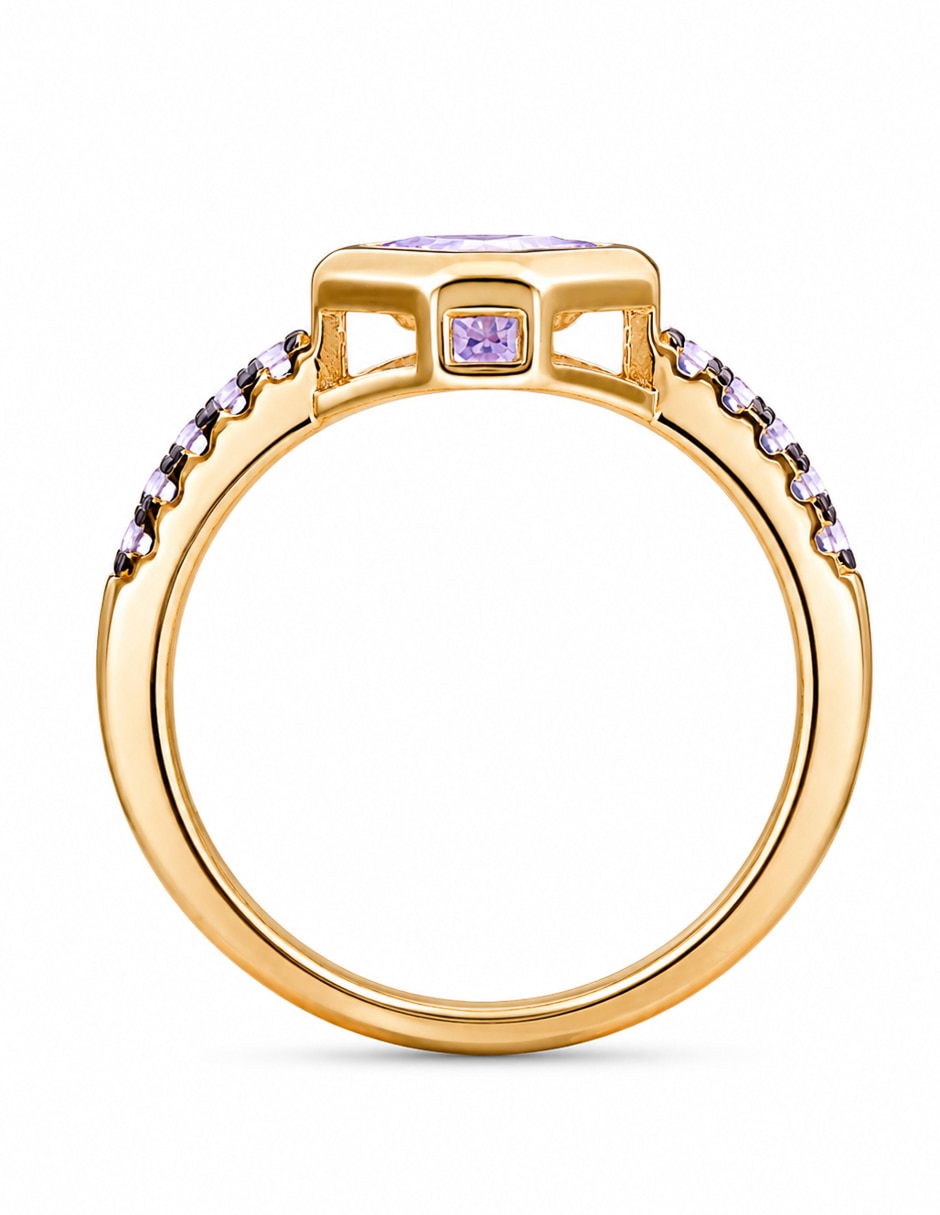 Anillo P 925 de plata amatista chapa de oro 5