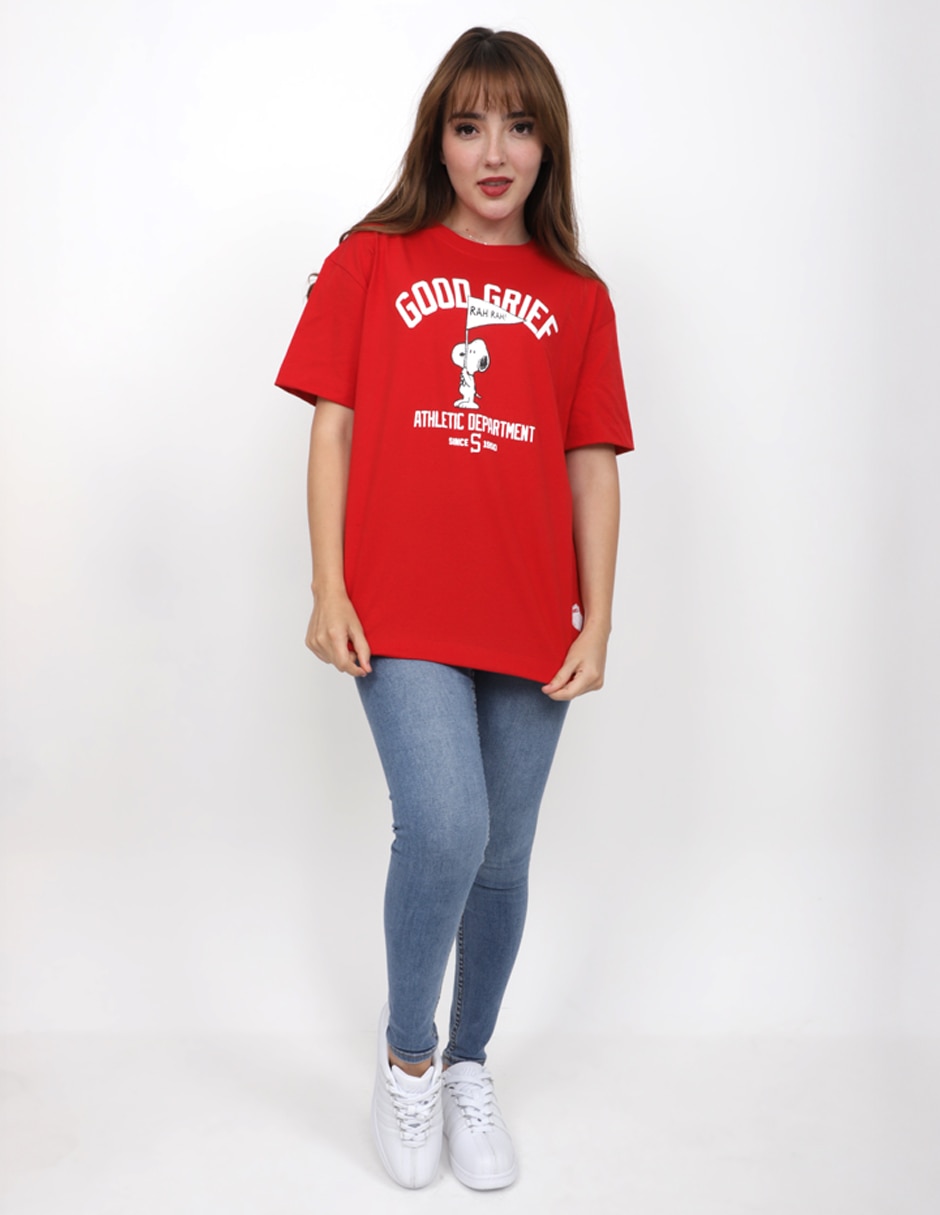 Playera manga corta Peanuts cuello redondo para mujer