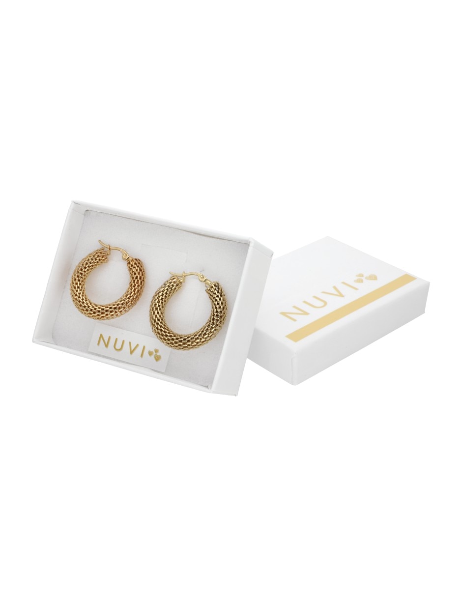 Aretes de aro Nuvi con acabado texturizado