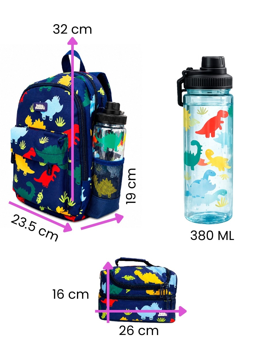 Set mochila escolar Dinosaurios Bubble Gummers para niño