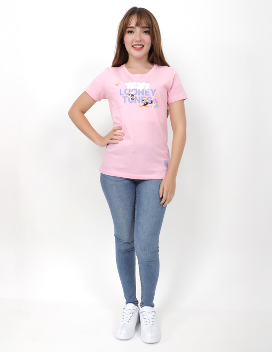 Playera manga corta k-swiss looney tunes team cuello redondo para mujer