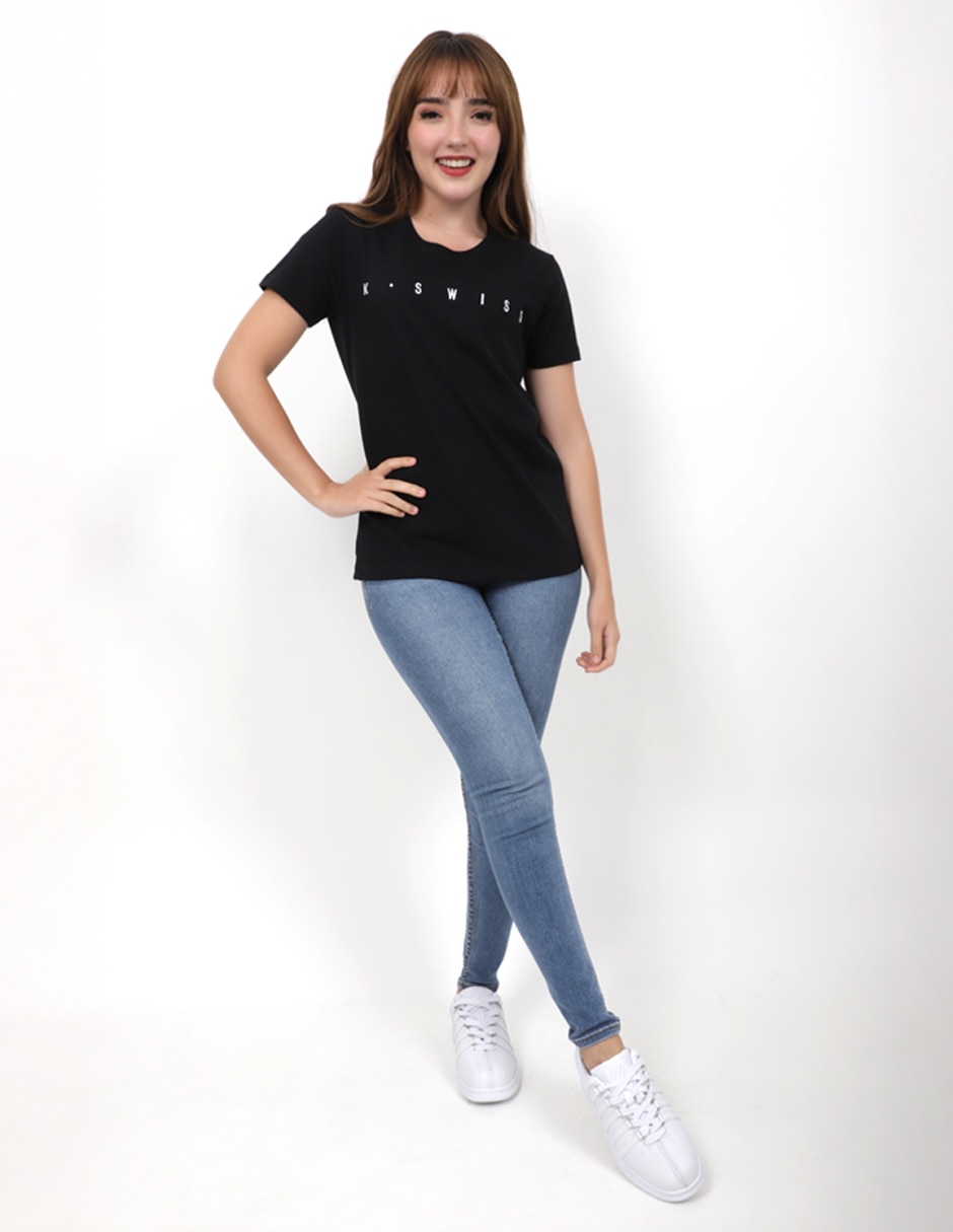 Playera manga corta k-swiss pwksi cuello redondo para mujer
