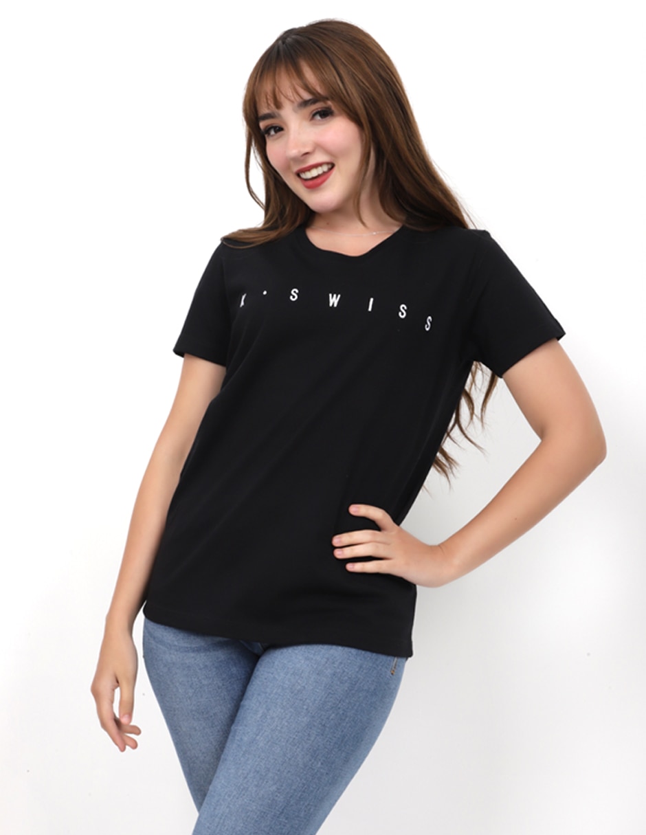 Playera manga corta k-swiss pwksi cuello redondo para mujer