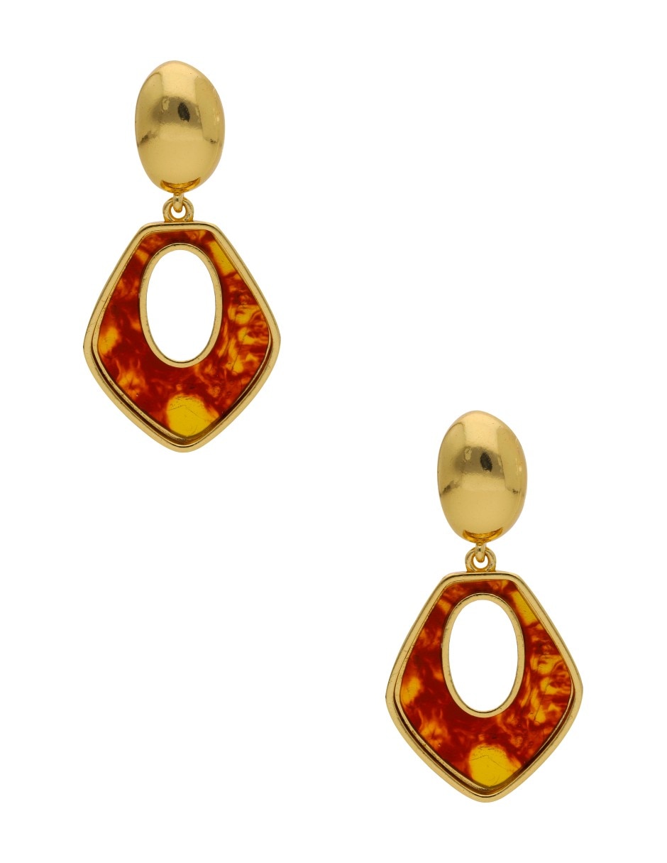 Aretes largos de rombo con acabado brillante