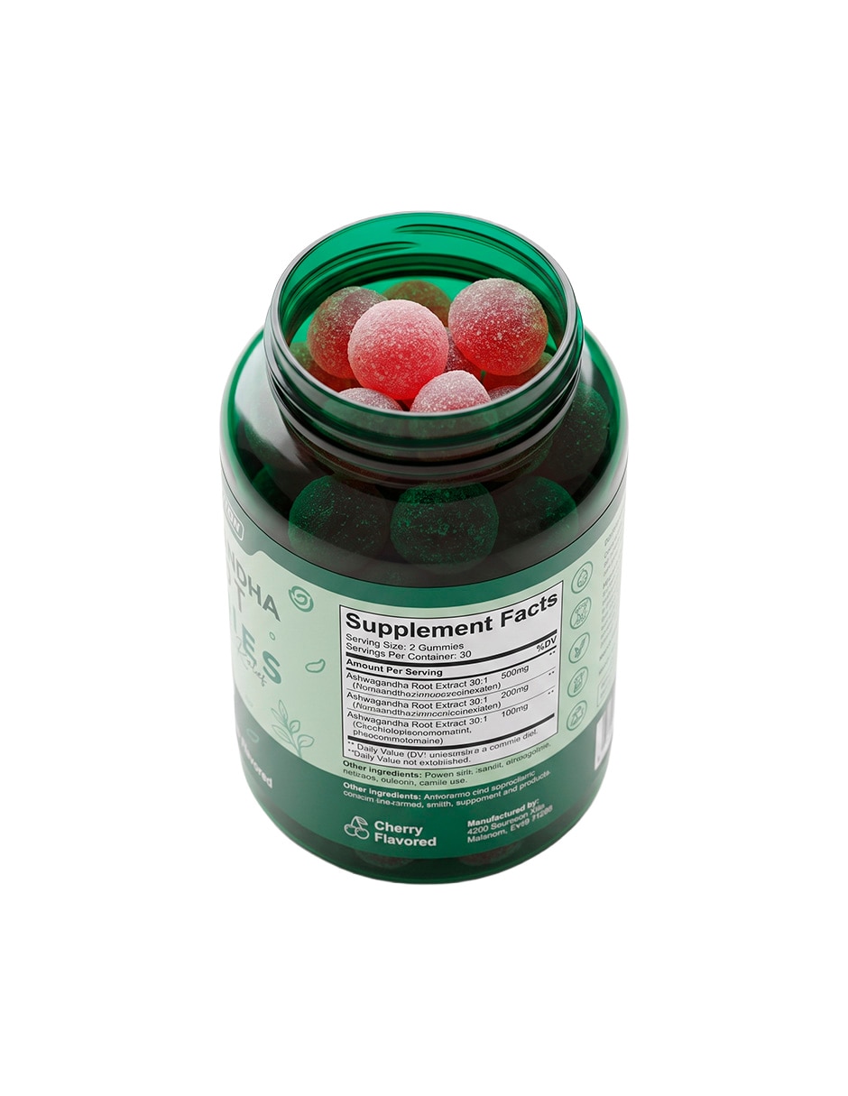 Ashwagandha Root Gummies Pure Nutrition con Ashwagandha sabor cereza de 60 gomitas 3