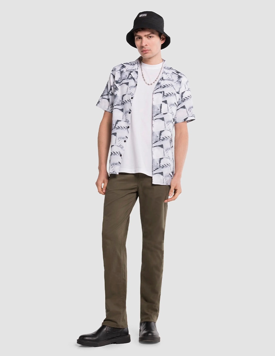 Pantalón business casual straight de gabardina para hombre 6